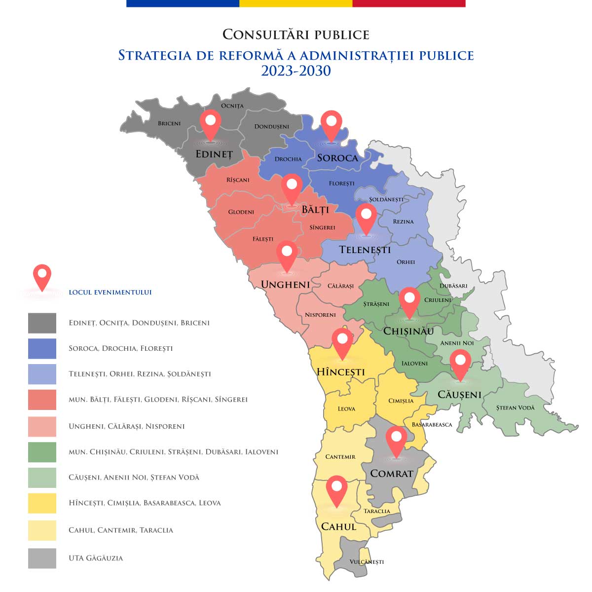 Noua hartă administrativă a Republicii Moldova, supusă consultărilor publice